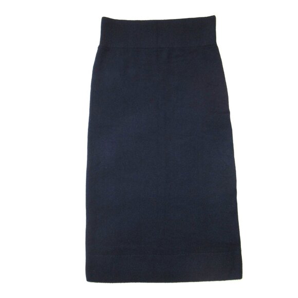 NWT Quince Mongolian Cashmere Fitted Midi in Navy Blue Knit Sweater Skirt L - Picture 5 of 7